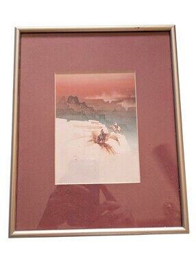 Michael Atkinson Framed Desert Landscape Print Wall Art in Maroon Mat Western